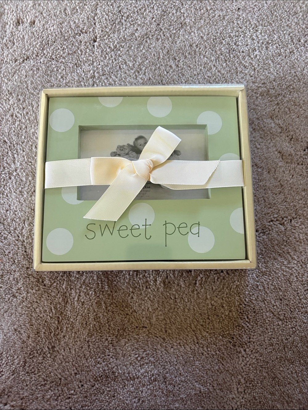 Sweet Pea Polka Dot Photo Frame - Mint Green & Cream
